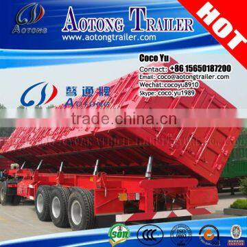 Tri axle 36cbm Hydraulic Cylinder sand transportation Side tipper dumping Truck/Side dump Trailer For Sale