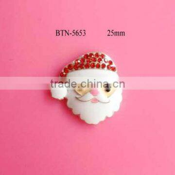 Factory wholesale sparking garment flat back Santa rhinestone button(BTN-5653)