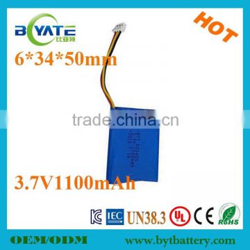 New Arrival Wholesale Price 603450 1100mAh 3.7v Li ion Battery Factory