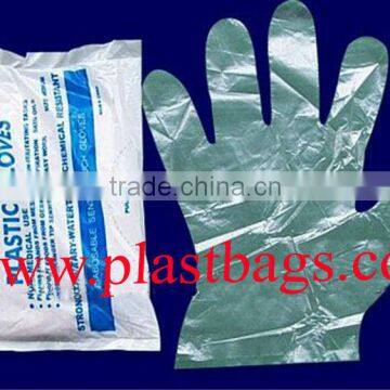 2014 HDPE plastic gloves with outbag