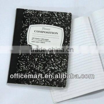 a5 size composition book 55gsm black marble printing