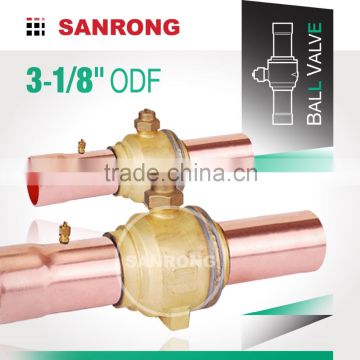 Sanrong 2-Way Straight Manual Brass Ball Valve with Charging Port Schrader Valve for Carrier Air Conditioning Chiller