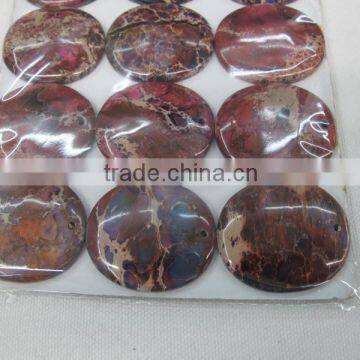 Red Imperial Jasper sediment jasper 35 mm round coin pendant natural stone component for jewelry making