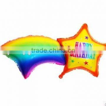 Rainbow & star foil helium balloons for party supplies of 2015 latest design