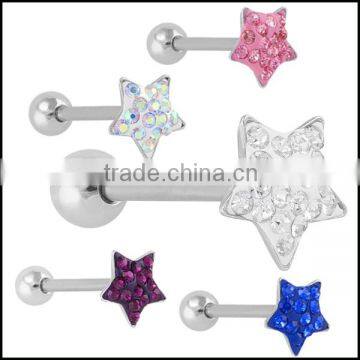 Star Cubic Zirconia Tongue Ring Barbells