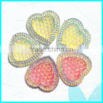 Earring Pendent Beads ,25mm Heart Sew On Rhinestone Button ,Resin Flatback Gemstone