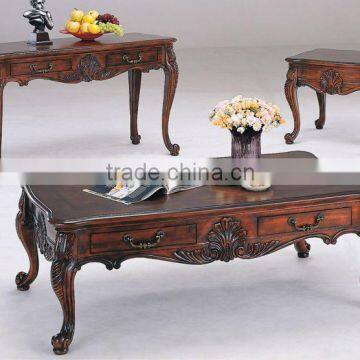 CF30011 Unique Carved Storage Coffee End Sofa Table with Drawer