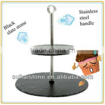 New slate cupcake cup cake stand with steel handle