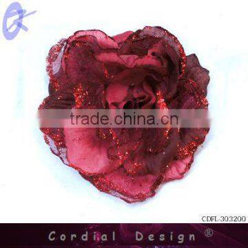2013 wedding fabric flower feather brooch
