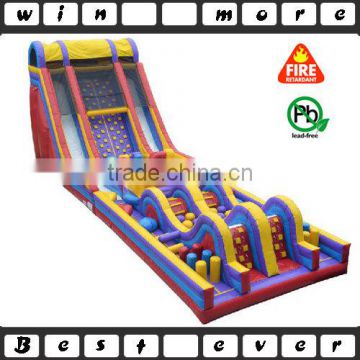 outdoor giant obstacle course race game, giant inflatable slide with obstacle course