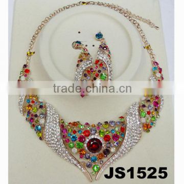 multi color rhinestone necklace set for bridal