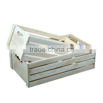 Unfinished Custom Pine Paulownia Wood Blanket Batten Storage Wooden Fruit Vegetable Crate Boxes photo-2