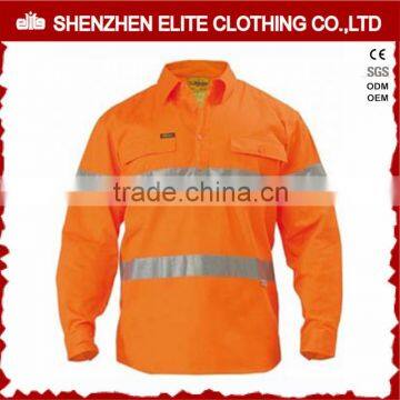 safety orange 100% cotton hi viz work shirts for mining