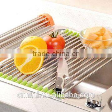 Wholesale Reusable Stainless steel folding drain rack/sink rack/dish drying rack