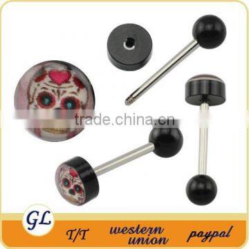 TR01086 acrylic tongue barbell , skull tongue ring body piercing