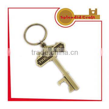 Antique brass key shape bottle opener keychain