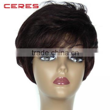 In stock sample order acceptable human hair wig, cheap short human hair wig with factory price