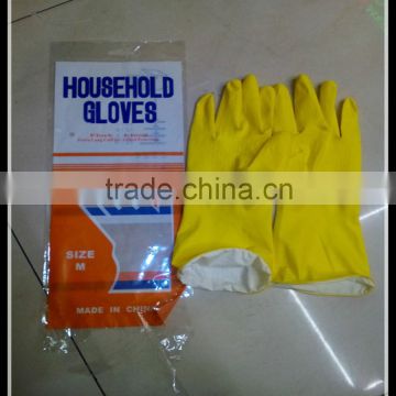 Yellow white latex in household gloves