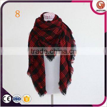 plaid scarf crushed acrylic winter check tartan plaid scarf