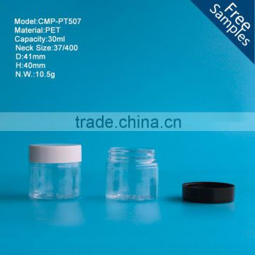 china wholesale 1 oz clear cylinder wide mouth Plastic PET Cream Jar