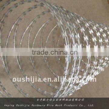 Galvanized sharp razor blade barbed wire(Crossed Rarbed Wire and Single coil barbed Wire)