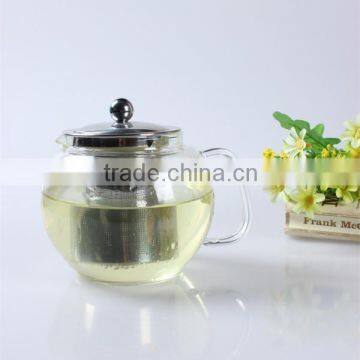 500ml  china supplier resuable wholesale glass teapot with stainless steel strainer/infuser
