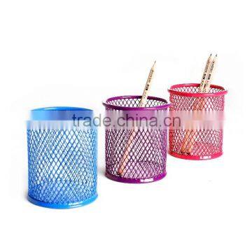 special metal mesh office desktop colorful pen and pencil cup