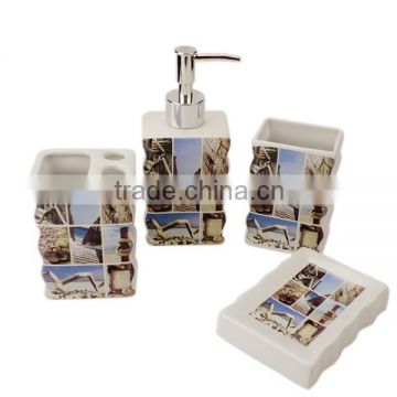 Colourful 4pcs ceramic bathroom accessory set