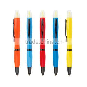 Colour Highlight Pen Fancy Highlighter Pen, 3 in 1 plastic highlight pen with customized logo