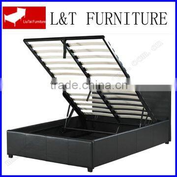 king platform PU bed with gas lift storage