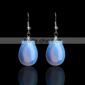 Stylish Semi Precious Big Stone Teardrop Pendant Earrings For Lady