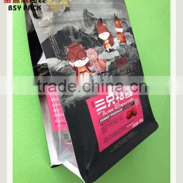 Stand up resealable flat bottom nut packaging front zipper bag