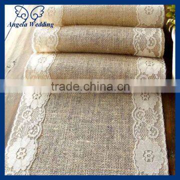 RU001B Wholesale cheap nice wedding burlap and lace table runners