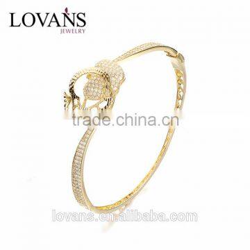 925 Sterling Silver Gold Plated Lion Head Bangle Bracelet SBG891Y