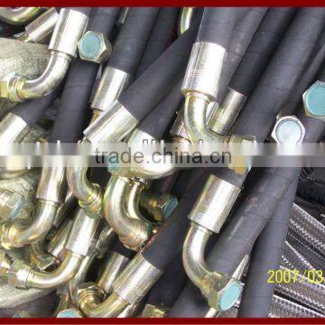 Standards hydraulic steel wire braided or spiraled rubber hose assembly with fittings