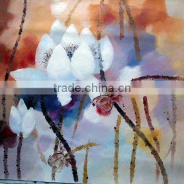 Handmade lotus oil painting