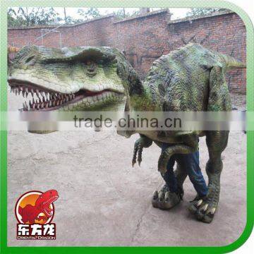 Adult raptor robotic dinosaur mascot costume