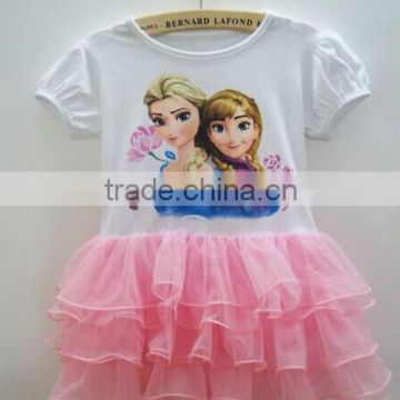 Frozen gauze dress, elsa skirt for kids, pink color lovely summer girl dress