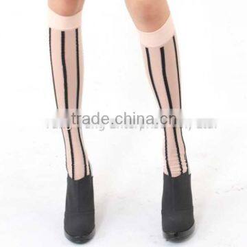 High Qulity Colorful Stripee Silk Knee Socks