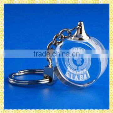 Fancy Personalized Round Laser Crystal Keychain For Couple Souvenirs