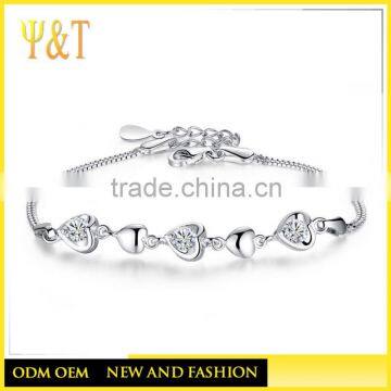 Factory price fashion 925 sterling silver 925 jewerly white cz bracelet for women (AB-018)