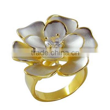 HY Fashion jewelry gold plated brass jewelry flower ring bijoux jewelry for women