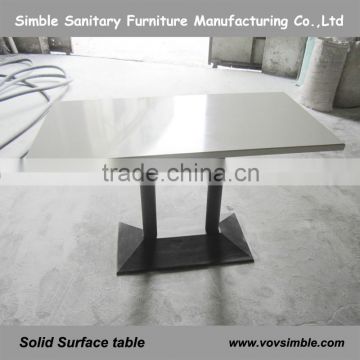 Quartz stone glacier white rectangular table for restaurant