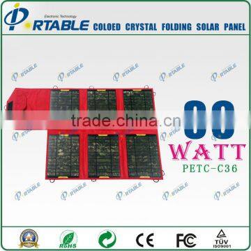 36W color crystal flexible portable solar panle charger for phone/laptop/battery
