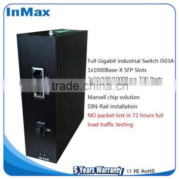 Full gigabit 1x1000BaseX SFP and 2x10/100/1000BaseT(X)Ports 3 ports Industrial Networking Switch i503A