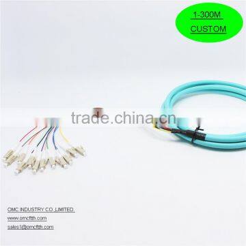 High quality China-made LC OM3 12 core mini-breakout Fiber optic pigtail