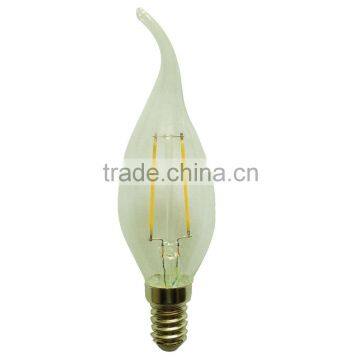 E14 2W C35 tail filament Led candle bulb 360 degree