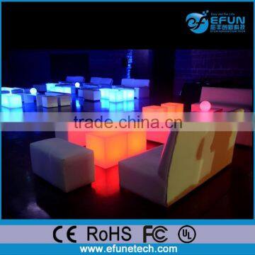 plastic party/salon/bar decor furniture, rgb color changing led cube lighting outdoor