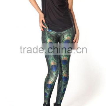 High quality Milk silk patterned leggings wholesale, digital print peacock leggings cheap