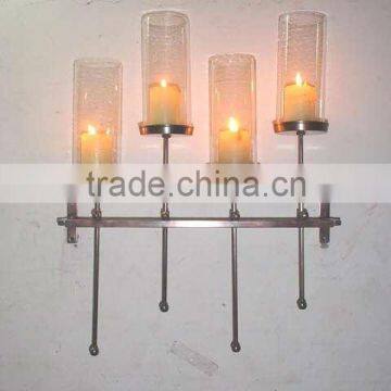 Wall sconce T-lite holder Iron with Glass cyliners